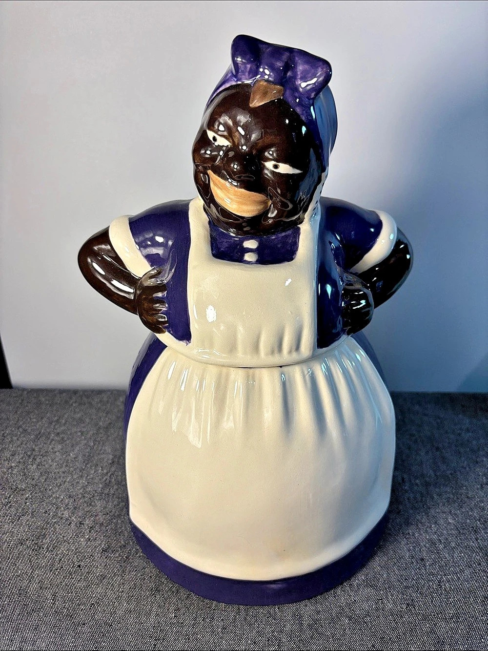 Purple & White Ceramic Figurine Decor
